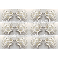 Lilien wei&szlig; ivory Gold 3D - Tortenband essbar 6,5 cm hoch - 3 x 29,6 cm auf premium Fondantpapier