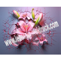 Lilie pink lila 3D - Tortenband essbar 6,5 cm hoch - 3 x...