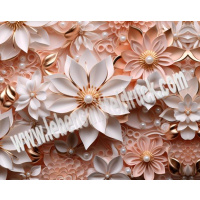 Blumen rose gold 3D - Tortenband essbar 6,5 cm hoch - 3 x 29,6 cm auf premium Fondantpapier