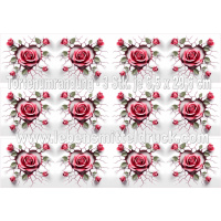 Rose Herz 3D - Tortenband essbar 6,5 cm hoch - 3 x 29,6 cm auf premium Fondantpapier