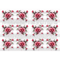 Rose Herz 3D - Tortenband essbar 6,5 cm hoch - 3 x 29,6...