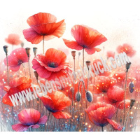 Mohn Blume Wiese - Tortenband essbar 6,5 cm hoch - 3 x...