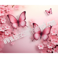 Schmetterlinge pink Blumen - Tortenrand 6,5 cm essbar 3 x...