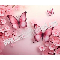 Schmetterlinge pink Blumen - Tortenrand 6,5 cm essbar 3 x 29,6 cm auf premium Fondantpapier