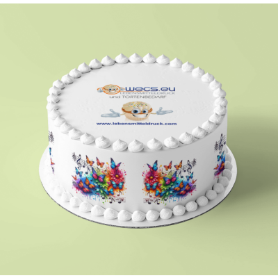 Schmetterlinge bunt Musik Noten Tortenrand 6,5 cm essbar - 3 x 29,6 cm auf premium Fondantpapier