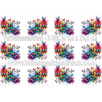 Schmetterlinge bunt Musik Noten Tortenrand 6,5 cm essbar - 3 x 29,6 cm auf premium Fondantpapier