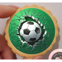 Fußball 3D rund Keks / Cupcake Aufleger 1 Seite Fondantpapier Premium extraweiß - extraglatt keine - einfach selber ausschneiden 4,5 cm 24 Stk.