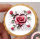 Rose im Herz rund Keks / Cupcake Aufleger 1 Seite Oblatenpapier 0,6 Wafer Paper keine - einfach selber ausschneiden 3,8 cm 35 Stk.