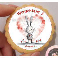 Herz Liebe Hase mit Wunschtext  Keks / Cupcake Aufleger 1...
