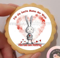 Muttertag Beste Mama mit Wunschtext  Keks / Cupcake Aufleger 1 Seite Fondantpapier Premium extraweiß - extraglatt keine - einfach selber ausschneiden 3,8 cm 35 Stk.