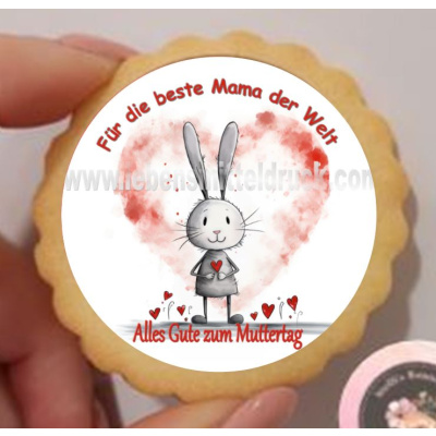 Muttertag Beste Mama mit Wunschtext  Keks / Cupcake Aufleger 1 Seite Oblatenpapier 0,6 Wafer Paper Ausstanzung rund  5 cm 20 Stk.