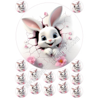 Hase rosa Blumen 3D Tortenbild 20 cm rund mit...