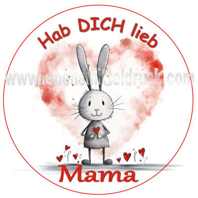 Muttertag Hab Dich Lieb Mama Hase Herz Tortenbild rund