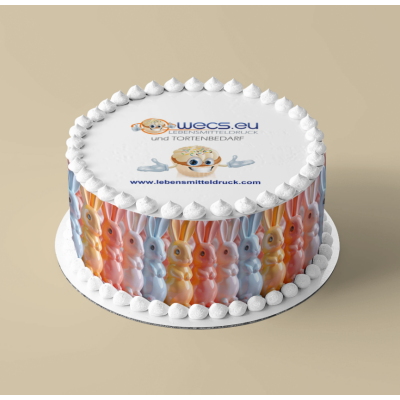 Hasen 3D pastell Ostern - Tortenband essbar 6,5 cm hoch - 3 x 29,6 cm auf premium Fondantpapier