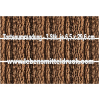 Rinde Baum Holz - Tortenband essbar 6,5 cm hoch - 3 x 29,6 cm auf premium Fondantpapier