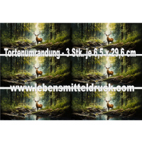 Hirsch Jagd Wald Natur - Tortenband essbar 6,5 cm hoch - 3 x 29,6 cm auf premium Fondantpapier