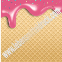 Waffel mit Drip rosa - Tortenband essbar 6,5 cm hoch - 3 x 29,6 cm auf premium Fondantpapier
