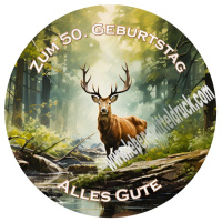 Hirsch mit Wunschtext Jagd Wald Tortenbild rund in verschiedenen Größen, induvidielisierbar auf Premium Fondantpapier