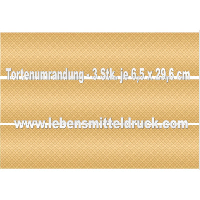Waffel natur - Tortenband essbar 6,5 cm hoch - 3 x 29,6 cm auf premium Fondantpapier