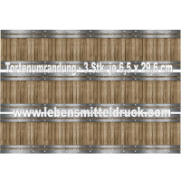 Fass Holz Eisen - Tortenband essbar 6,5 cm hoch - 3 x 29,6 cm auf premium Fondantpapier