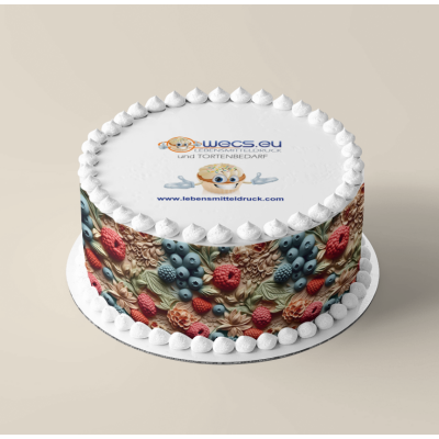 Beeren 3D- Tortenband essbar 6,5 cm hoch - 3 x 29,6 cm auf premium Fondantpapier