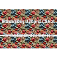 Beeren 3D- Tortenband essbar 6,5 cm hoch - 3 x 29,6 cm auf premium Fondantpapier