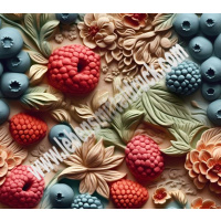 Beeren 3D- Tortenband essbar 6,5 cm hoch - 3 x 29,6 cm auf premium Fondantpapier