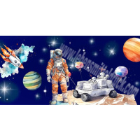 Space Weltall Raumfahrt Weltraum - Tortenband essbar 6,5 cm hoch - 3 x 29,6 cm auf premium Fondantpapier