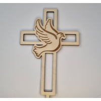 Kreuz mit Taube Holz Torten Topper Stecker - Taufe  - Erstkommunion  - Firmung