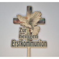 Erstkommunion Blau Kreuz Taube Torten Topper Stecker bedruckt mit Lebensmitteltinte