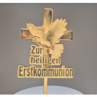 Erstkommunion Blau Kreuz Taube Torten Topper Stecker bedruckt mit Lebensmitteltinte