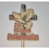 Erstkommunion Pink Kreuz Taube Torten Topper Stecker...