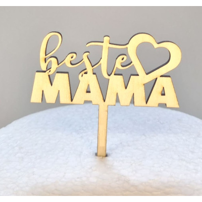 Beste Mama Herz Holz Torten Topper Stecker 8 x 4 cm -  Muttertag oder einfach mal so