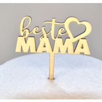 Beste Mama Herz Holz Torten Topper Stecker 8 x 4 cm -...