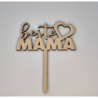 Beste Mama Herz Holz Torten Topper Stecker 8 x 4 cm -...