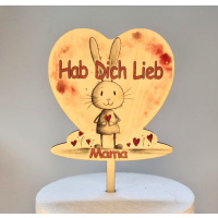 Mama Herz &quot;Hab Dich Lieb&quot; Hase Holz Topper...