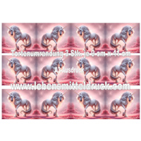Einhorn pink Glitzer Tortenband essbar 9 cm hoch - 3 x 41 cm auf premium Fondantpapier