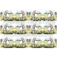 Pferd wei&szlig; - Tortenband essbar 6,5 cm hoch - 3 x 29,6 cm auf premium Fondantpapier