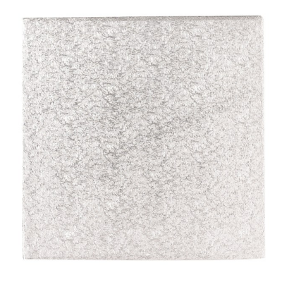 Hartfaser Torten Platte eckig 15 x 15 cm silber  foliert  von Culpitt 3 mm dick - 6 x 6 Zoll
