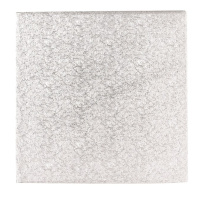 Hartfaser Torten Platte eckig 15 x 15 cm silber  foliert  von Culpitt 3 mm dick - 6 x 6 Zoll