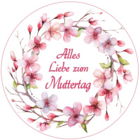 Rahmen Kirsch Bl&uuml;te Kranz Tortenbild mit Text und/oder Bild