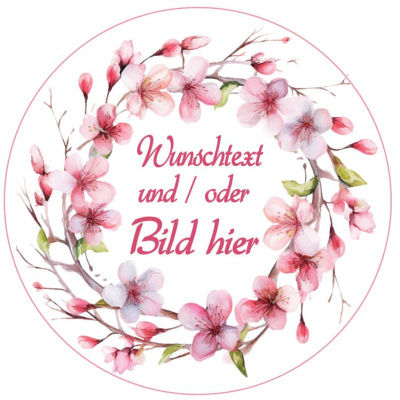 Rahmen Kirsch Blüte Kranz Tortenbild mit Text und/oder Bild 20 cm
