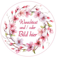 Rahmen Kirsch Blüte Kranz Tortenbild mit Text...