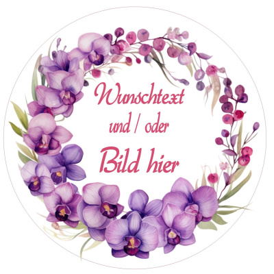 Rahmen Orchideen Kranz Tortenbild mit Text und/oder Bild individualisierbar