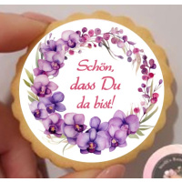 Orchideen Kranz  rund  Keks / Cupcake Aufleger 1 Seite A4 auf Premium Esspapier