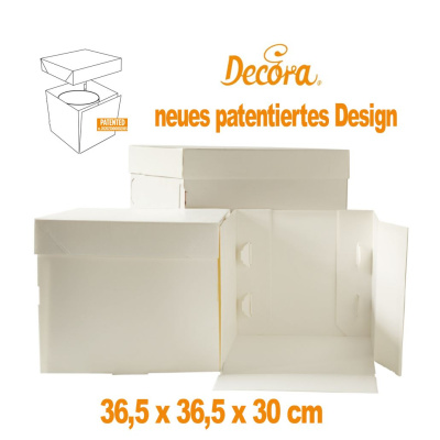 Tortenkarton 36,5  x  36,5  x  30 cm extra hoch sehr stabil - Tortenschachtel mit Deckel