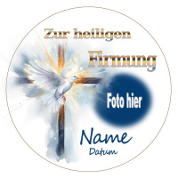 Firmung Kreuz TaubeTortenbild rund Name Datum Foto möglich 20 cm