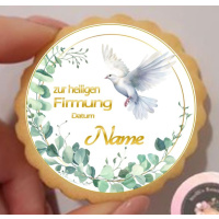 Firmung Taube Efeu Gold  klein rund Aufleger 1 Seite A4...