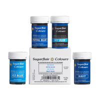 Sugarflair Spectral konzentrierte Paste Multi Set Blau mit 4 x 25 g Lebensmittelfarbe E171frei - Royal Blau, Sky Himmel Blau, Ice Eis Blau, Navy Marine Blau