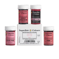 Sugarflair Spectral konzentrierte Paste Multi Set Pink mit 4 x 25 g Lebensmittelfarbe E171frei - Pink, Rose Pink, Dusky Altrosa, Baby Pink